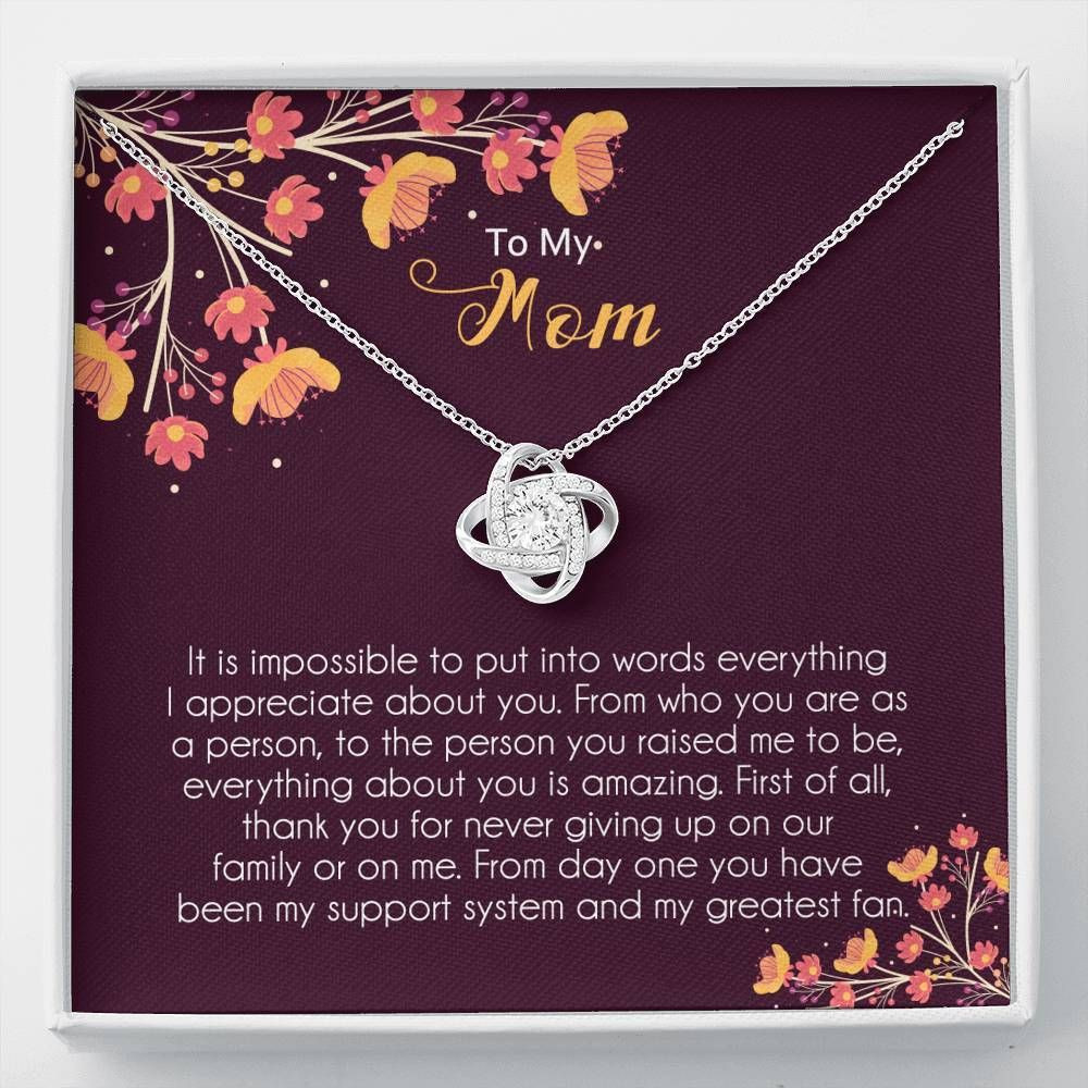 Gift For Mom Love Knot Necklace Thank You For Never Giving Up On Our Family