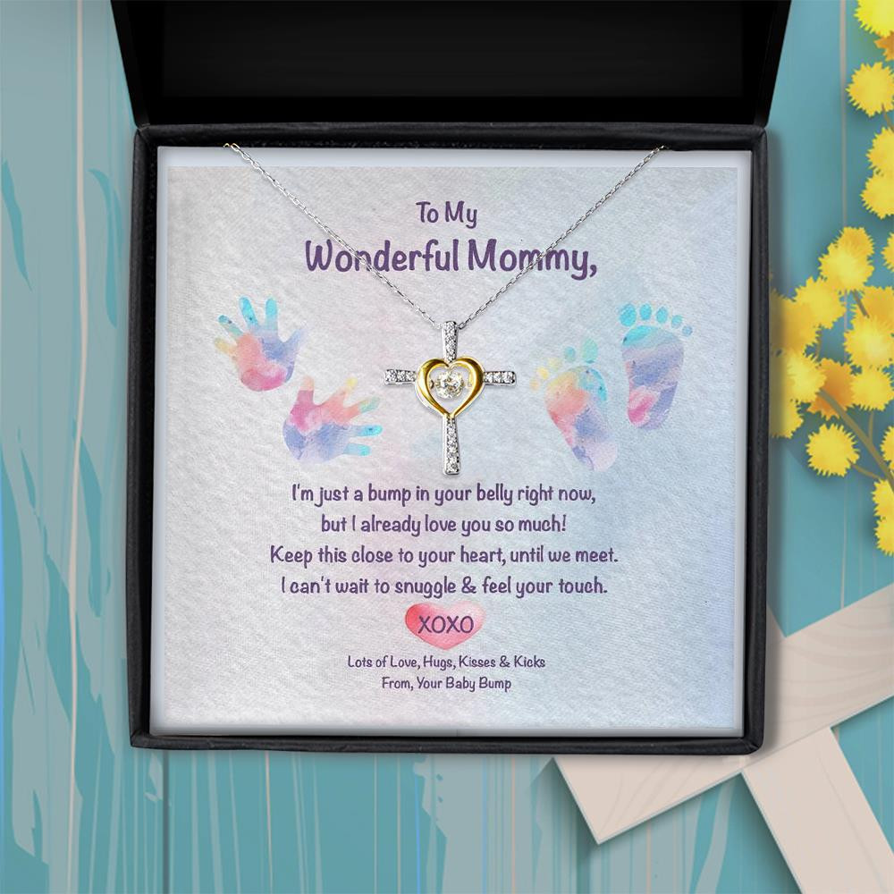 Gift For Mom Love Your Baby Bump Cross Dancing Necklace