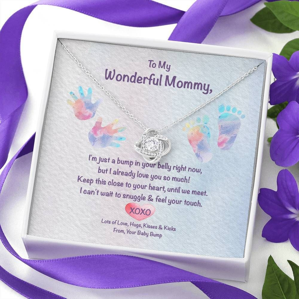 Gift For Mom Love Your Baby Bump Love Knot Necklace  Birthday Gift For Mom