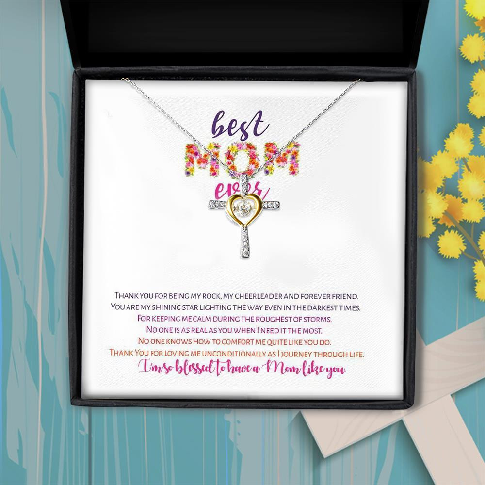 Gift For Mom Loving Message Thanks For Loving Me Unconditionally Cross Dancing Necklace