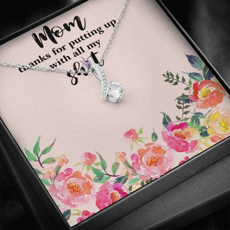 Gift for Mom Necklace Funny Mothers Day Gift for Mom, Mother’s Day Necklace Alluring Beauty Necklace for Mom, Mom Jewelry Gift