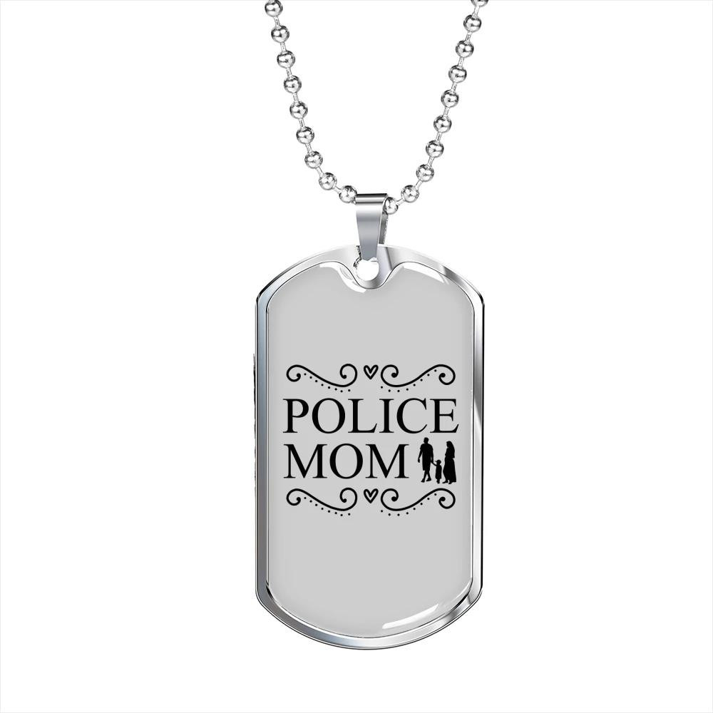 Gift For Mom Police Mom Happy Family Dog Tag Necklace