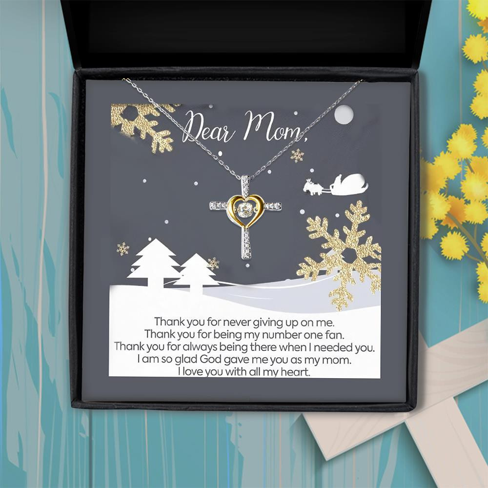 Gift For Mom Thank You For Being My Number One Fan Cross Dancing Necklace
