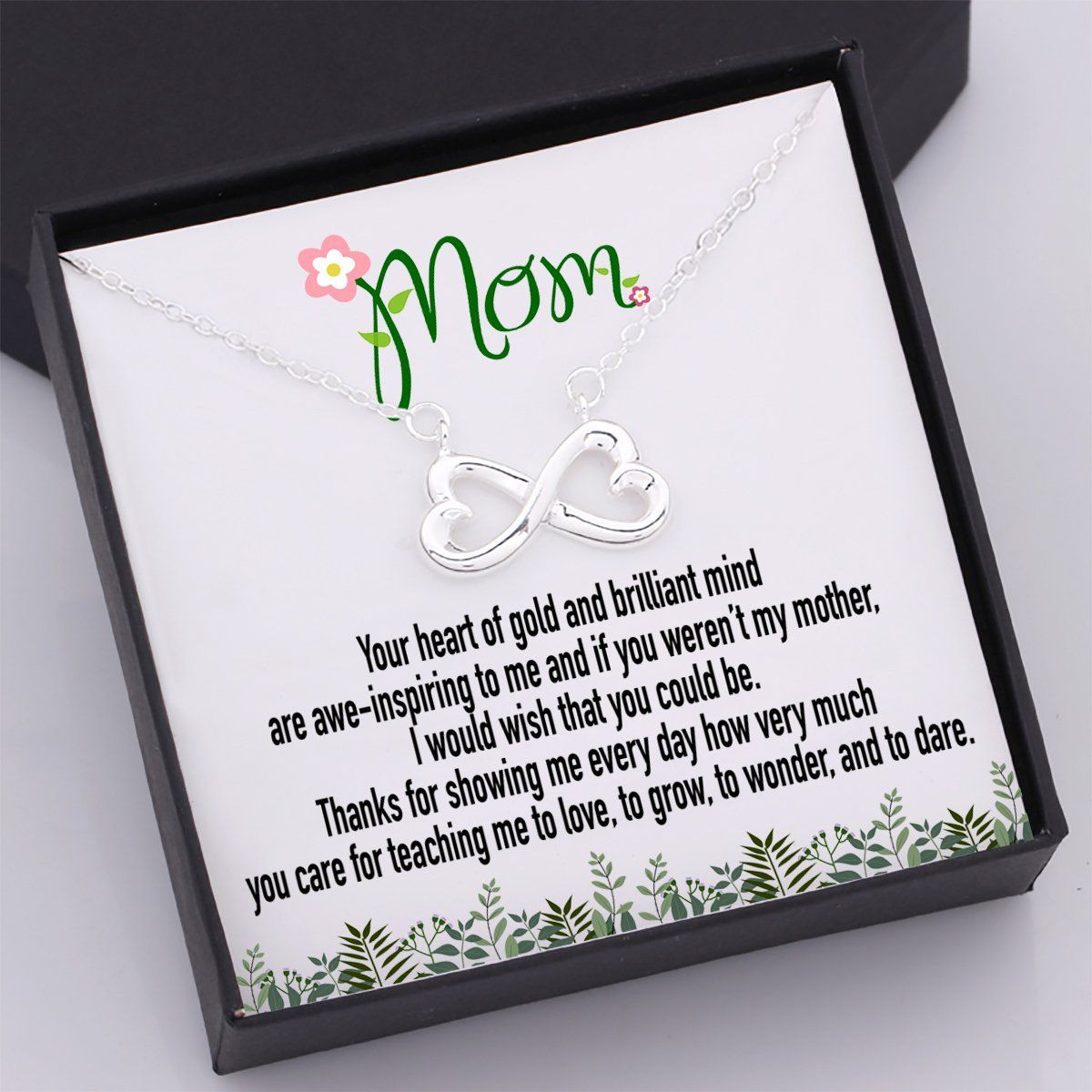 Gift For Mom Thankful Loving Message Infinity Heart Necklace