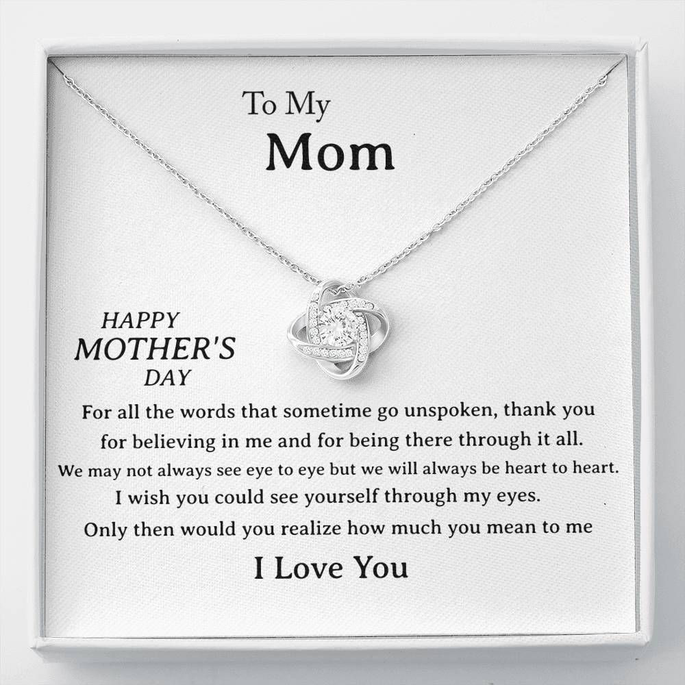 Gift For Mom We Will Always Be Heart To Heart Love Knot Necklace