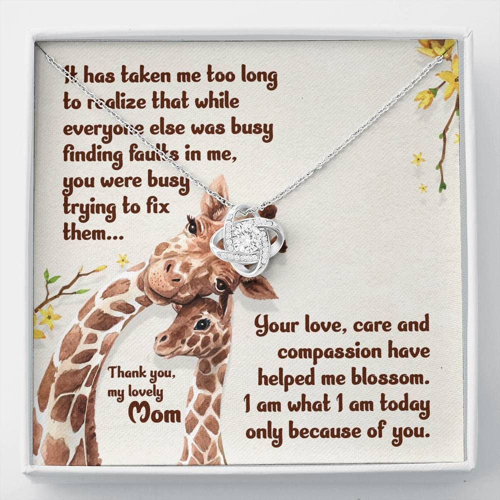 Gift For Mom What I Am Today Only Because Of You Love Knot Necklace