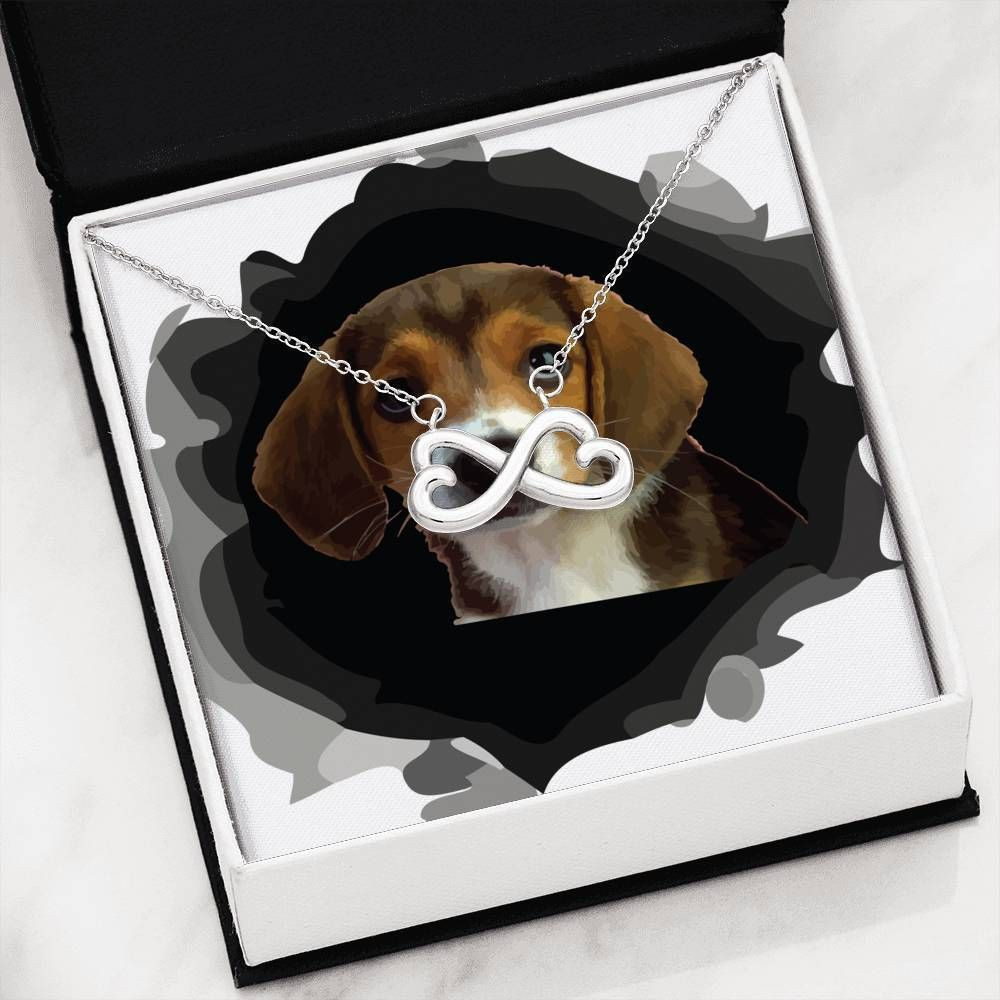 Gift For Mom Who Is Beagle Lover Infinity Heart Necklace