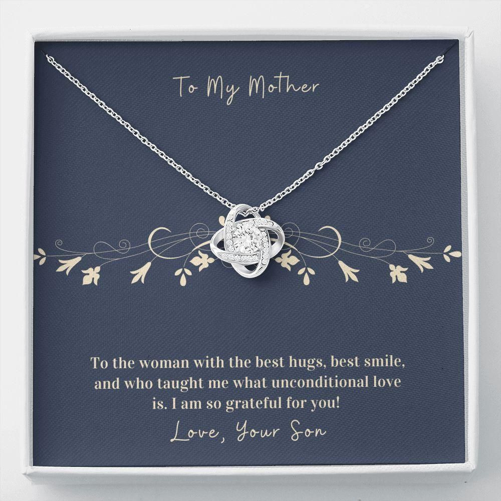 Gift For Mom With The Best Hugs Best Smile Love Knot Necklace