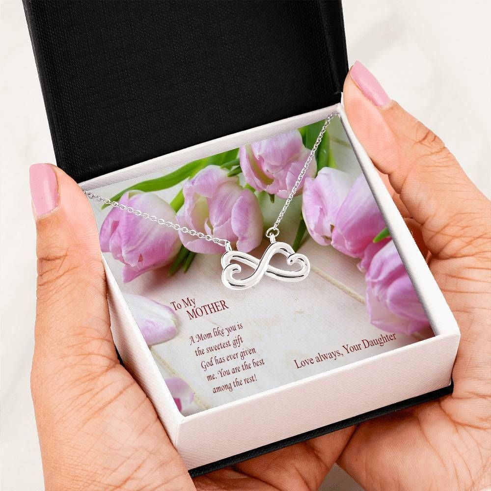 Gift For Mom You’re The Best Among The Rest 14K White Gold Infinity Heart Necklace