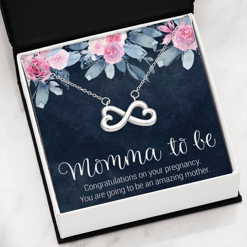 Gift For Momma To Be Congratulation Message Infinity Hearts Necklace