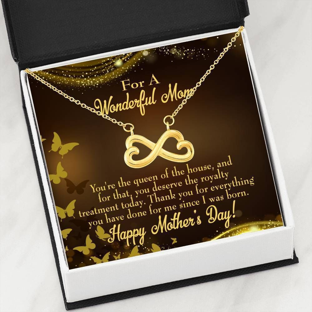 Gift For Mother  Queen Of House  Infinity Heart Necklace