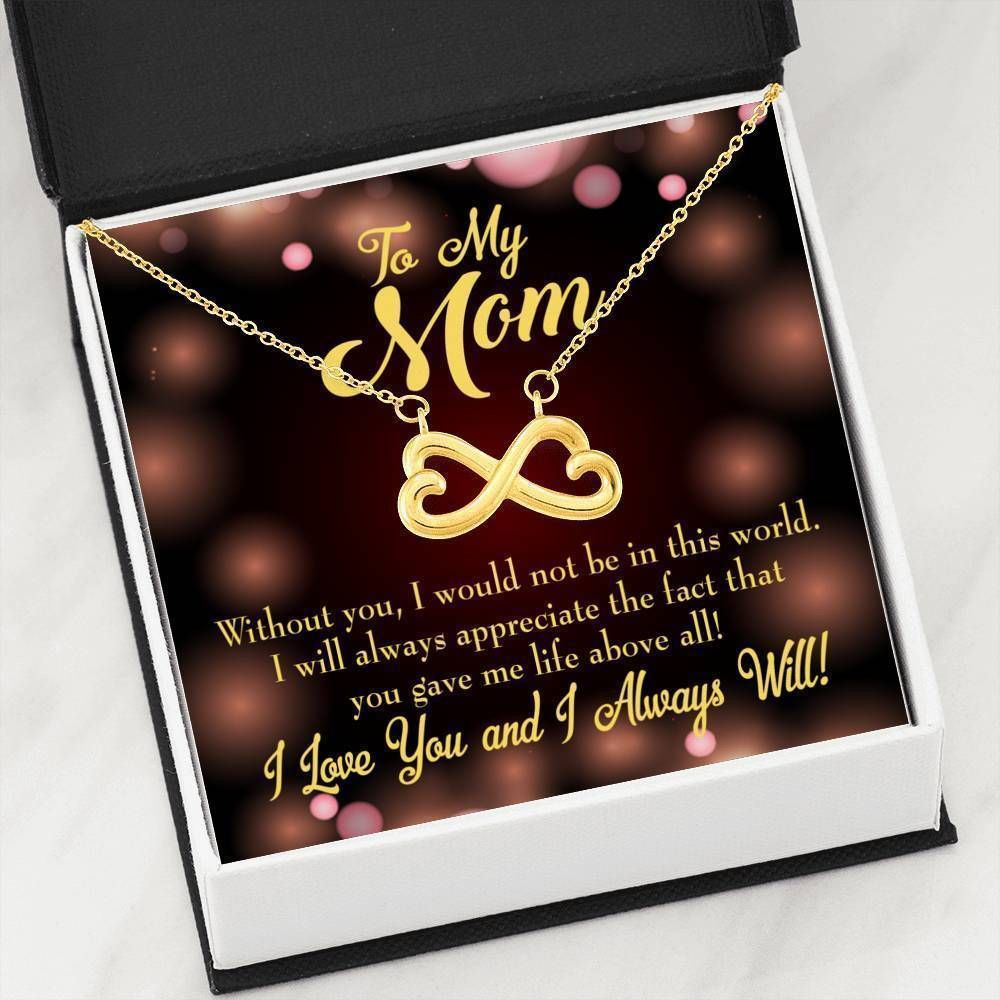 Gift For Mother  Without You Mom Infinity Heart Necklace