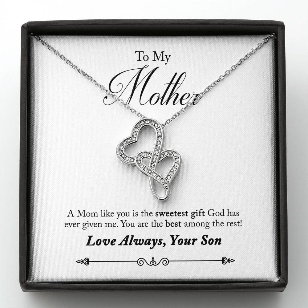 Gift For Mother Double Hearts Necklace You Are The Best Among The Rest