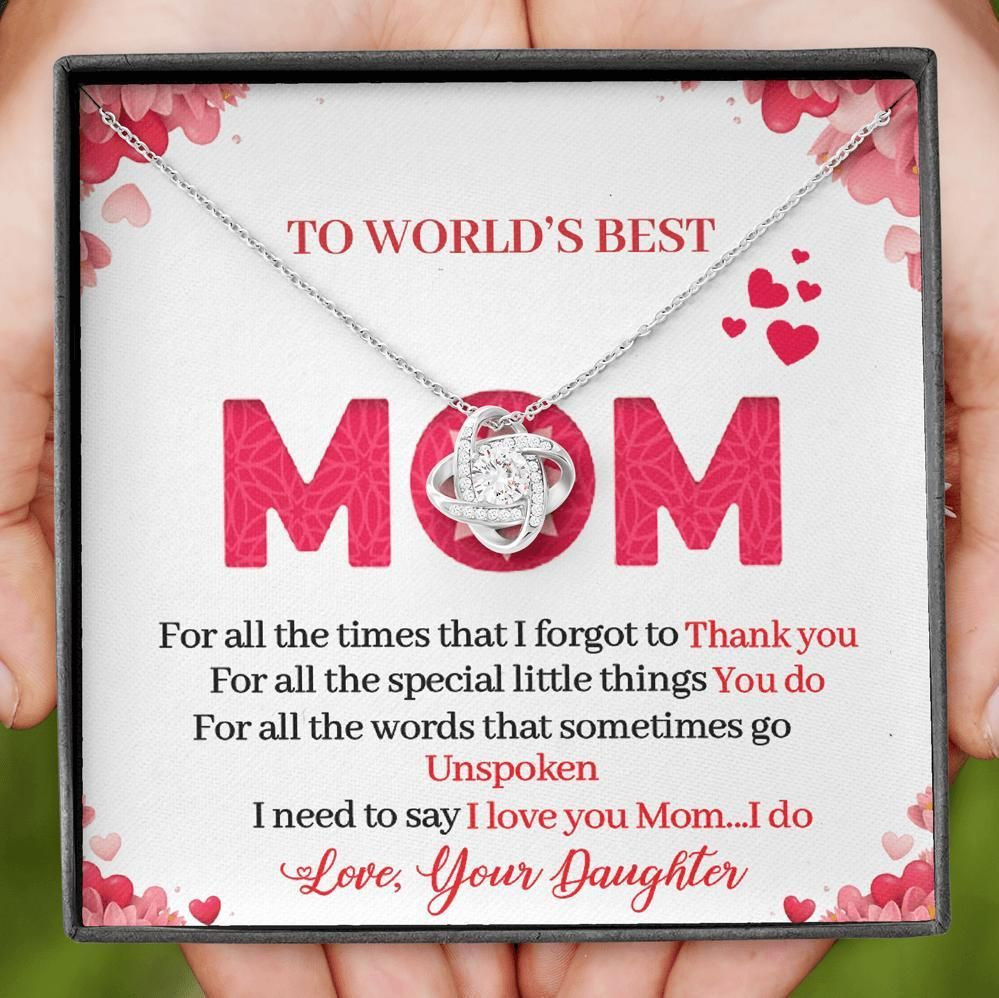 Gift For Mother From Daughter I Love You Mom Love Knot Necklace