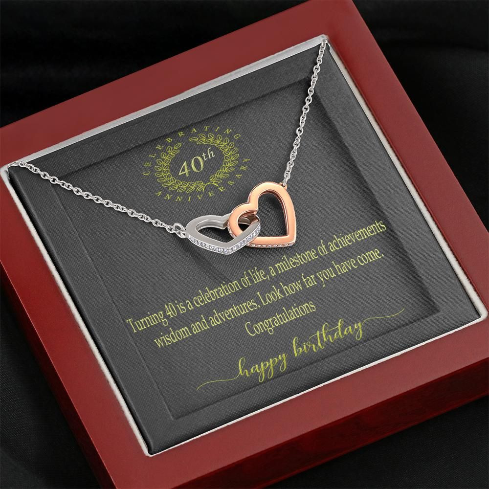 Gift For Mother Happy 40th Birthday Interlocking Hearts Necklace