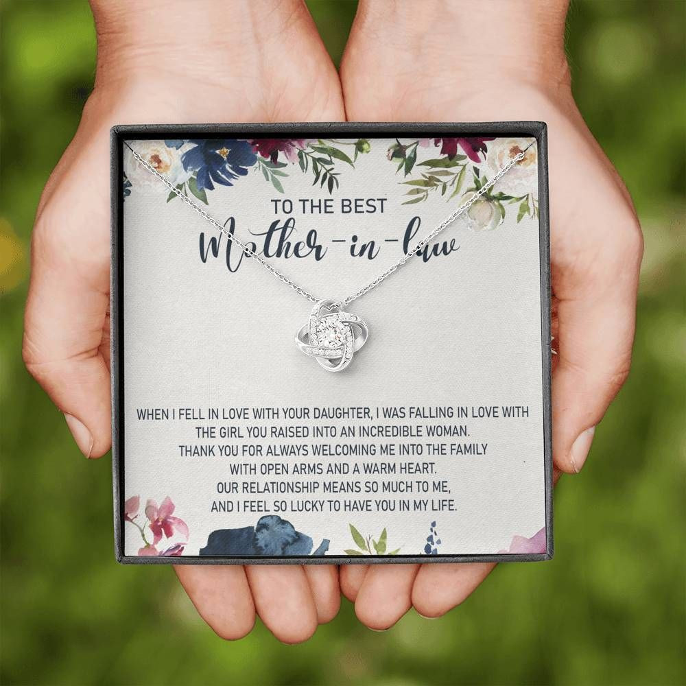 Gift For Mother In Law I Feel So Lucky To Have You In My Life Flower Frame Love Knot Necklace