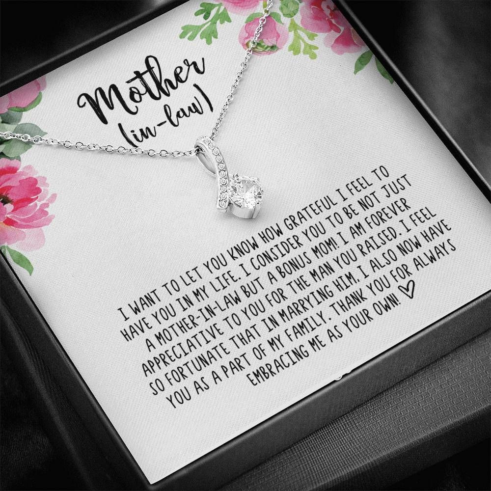 Gift For Mother In Law Thanks For Always Embracing Me As Your Own 14K White Gold Alluring Beauty Necklace
