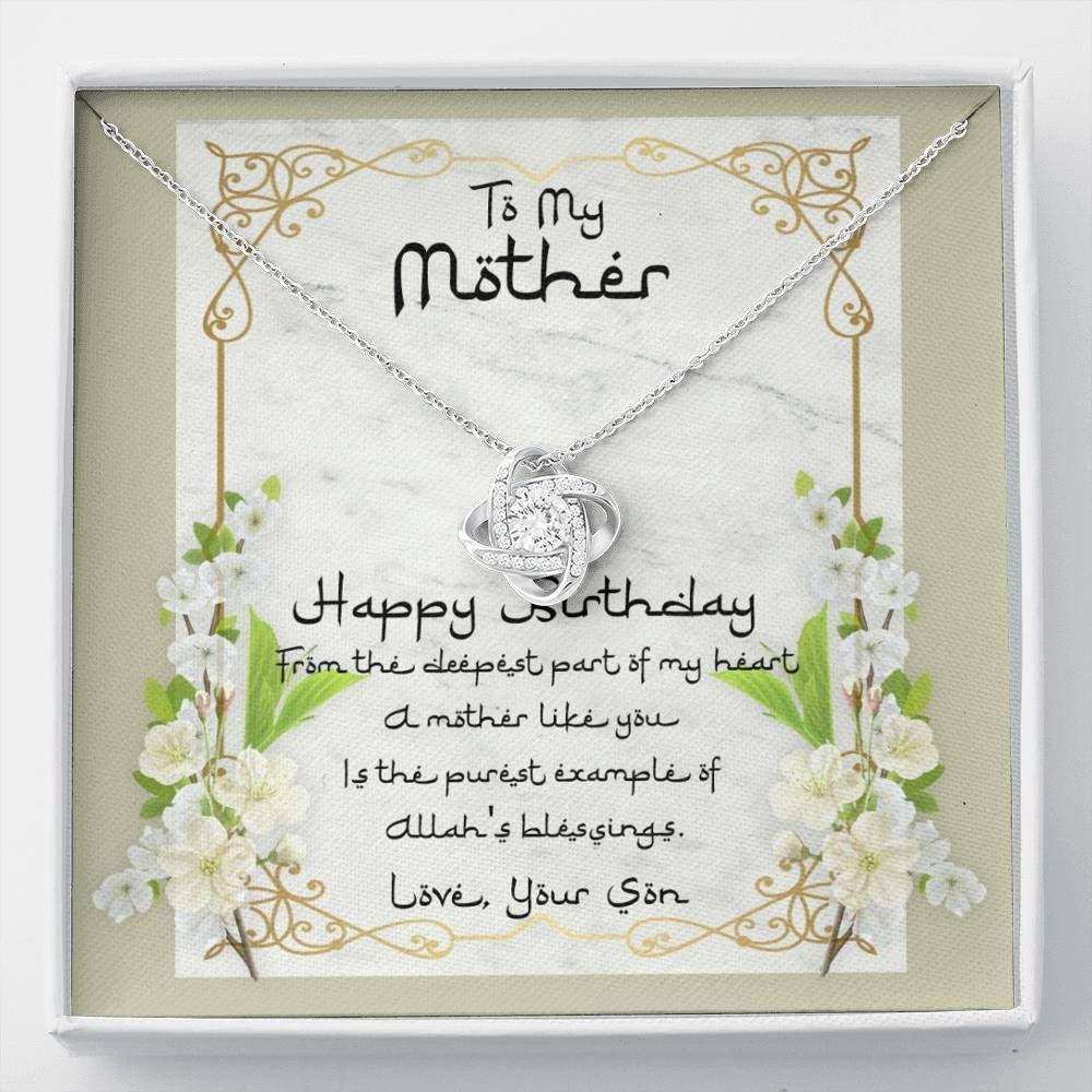 Gift To Mom From Son Birthday Message Card Love Knot Necklace