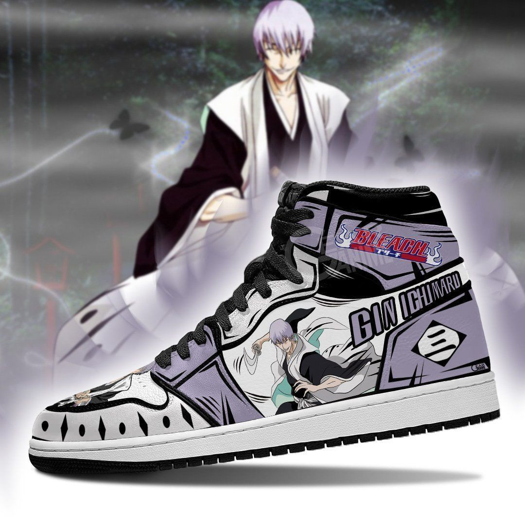 Gin Ichimaru Bleach Anime 1 High Top Air Jordan Sneaker, Air Jordan Hightop