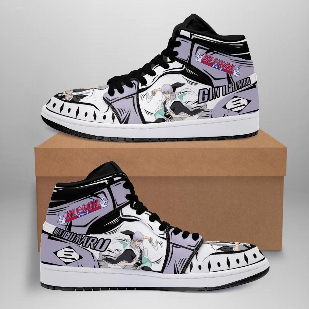 Gin Ichimaru Bleach Anime 1 High Top Air Jordan Sneaker, Air Jordan Hightop
