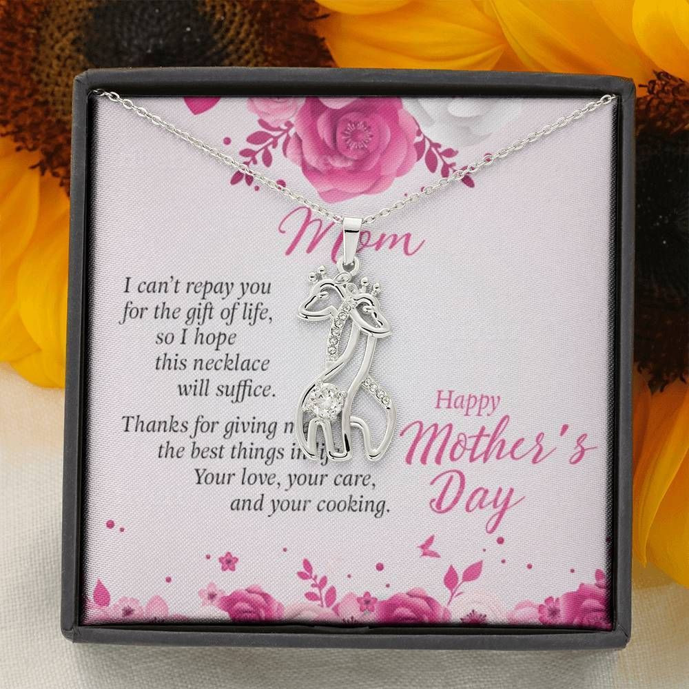 Giraffe Couple Necklace Gift For Mom Thank For Your Love
