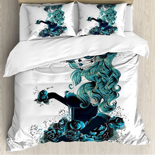 Girl Dark Color Roses Bride Duvet Cover Bedding Set
