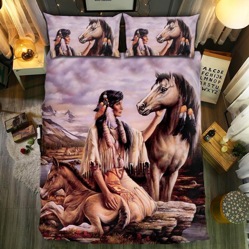 Girl Love Horse 3D Customized Duvet Cover Bedding Set