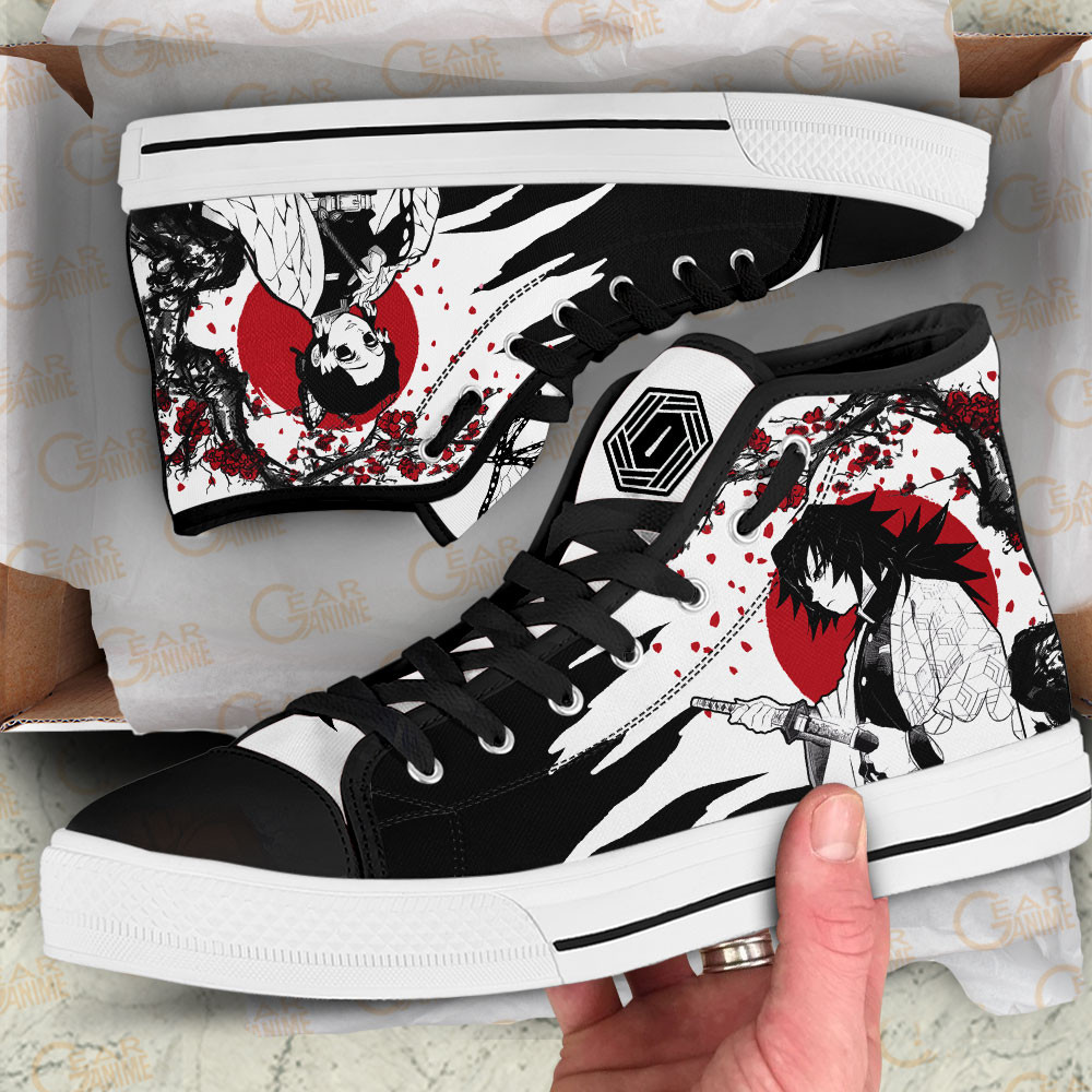 Giyu and Shinobu High Top Shoes Custom Demon Slayer Anime Sneakers Japan Style
