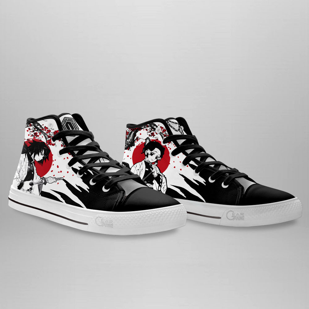 Giyu and Shinobu High Top Shoes Custom Demon Slayer Anime Sneakers Japan Style