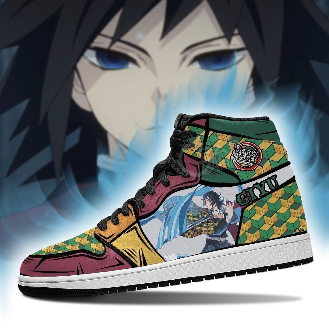 Giyu Demon Slayer Anime 1 High Top Air Jordan Sneaker, Air Jordan Hightop