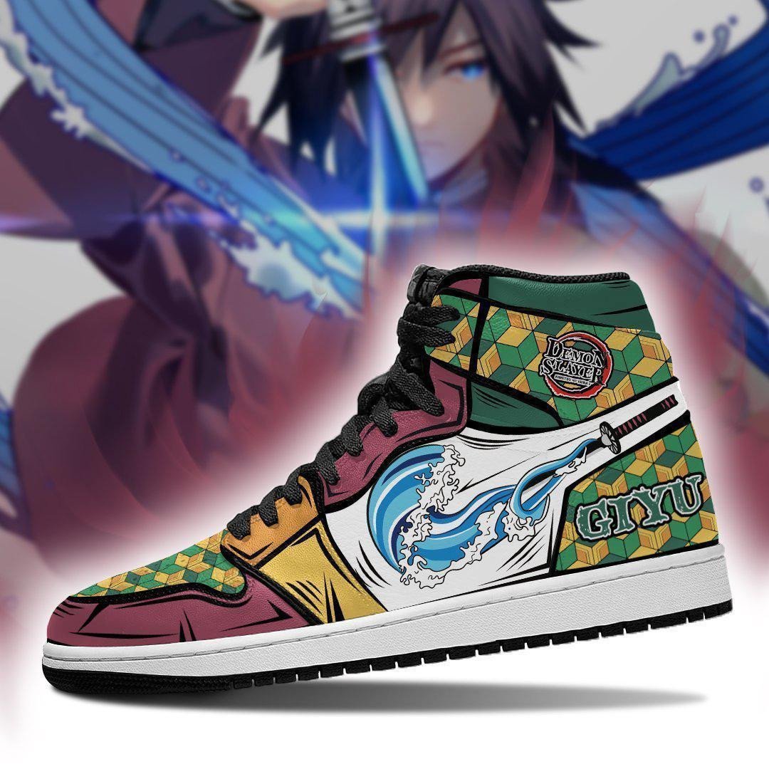 Giyu JD1s Sneakers Water Breathing Anime Demon Slayer Shoes, Air Jordan Hightop