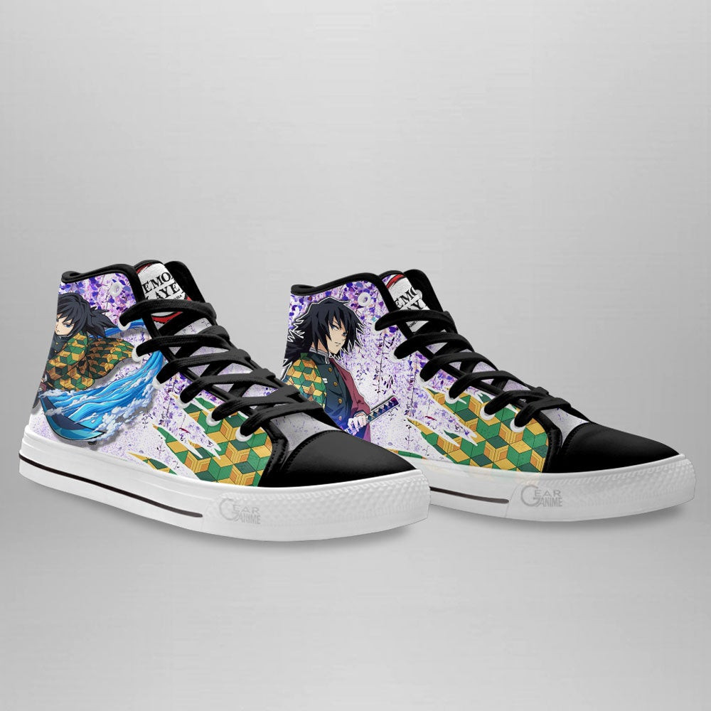 Giyu Tomioka High Top Shoes Demon Slayer Anime Sneakers Wisteria Style