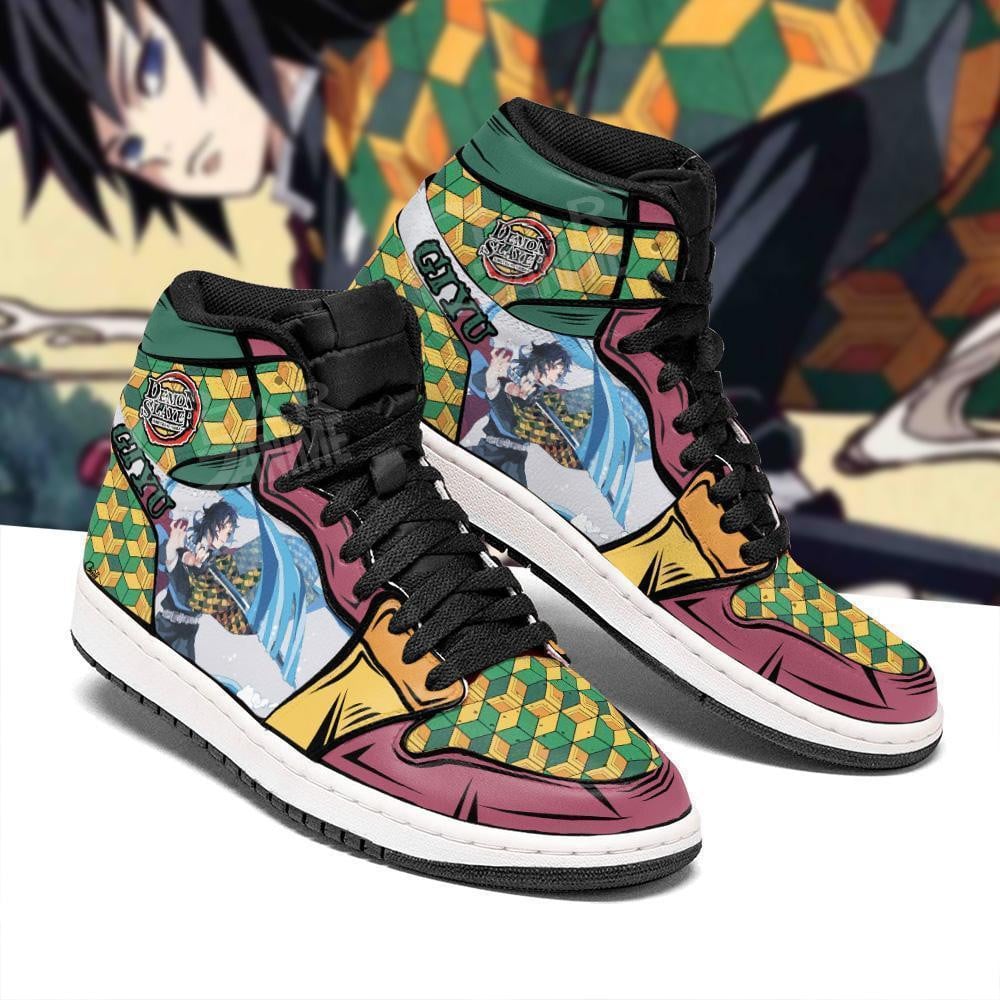 Giyu Tomioka JD1s Sneakers Water Breathing Anime Demon Slayer Shoes, Air Jordan Hightop