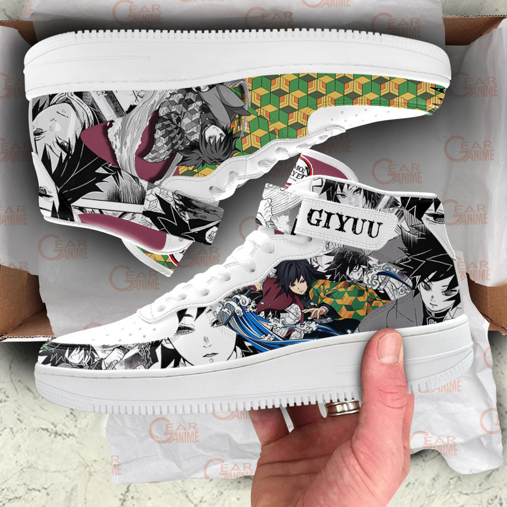 Giyu Tomioka Sneakers Air Mid Custom Demon Slayer Anime Shoes Mix Manga