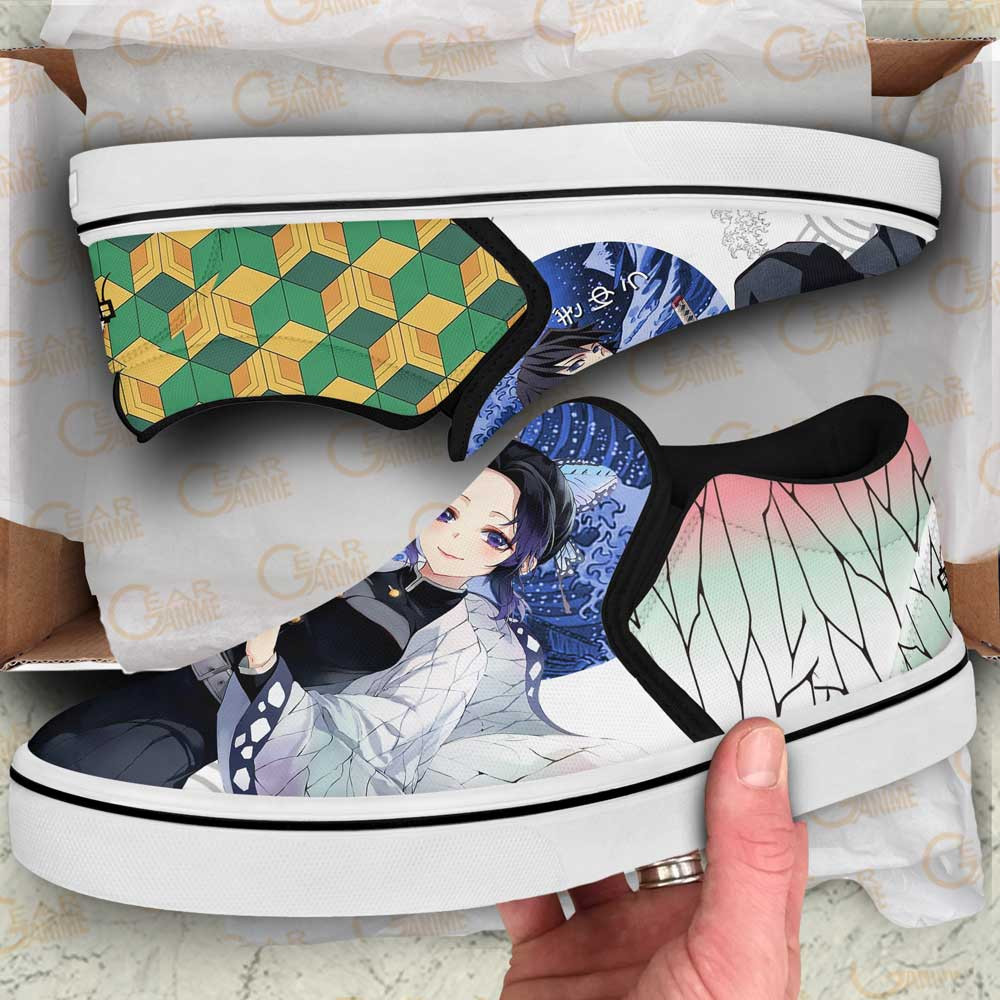 Giyuu and Shinobu Slip-On Shoes Canvas Custom Anime Demon Slayer Shoes