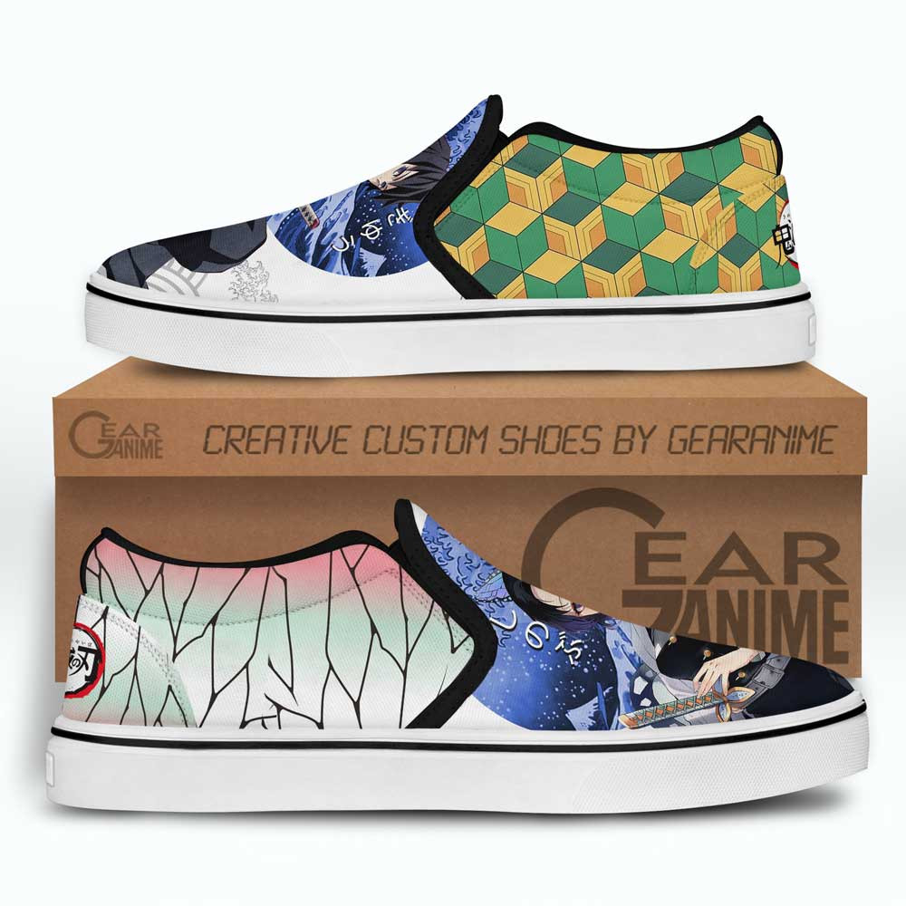 Giyuu and Shinobu Slip-On Shoes Canvas Custom Anime Demon Slayer Shoes