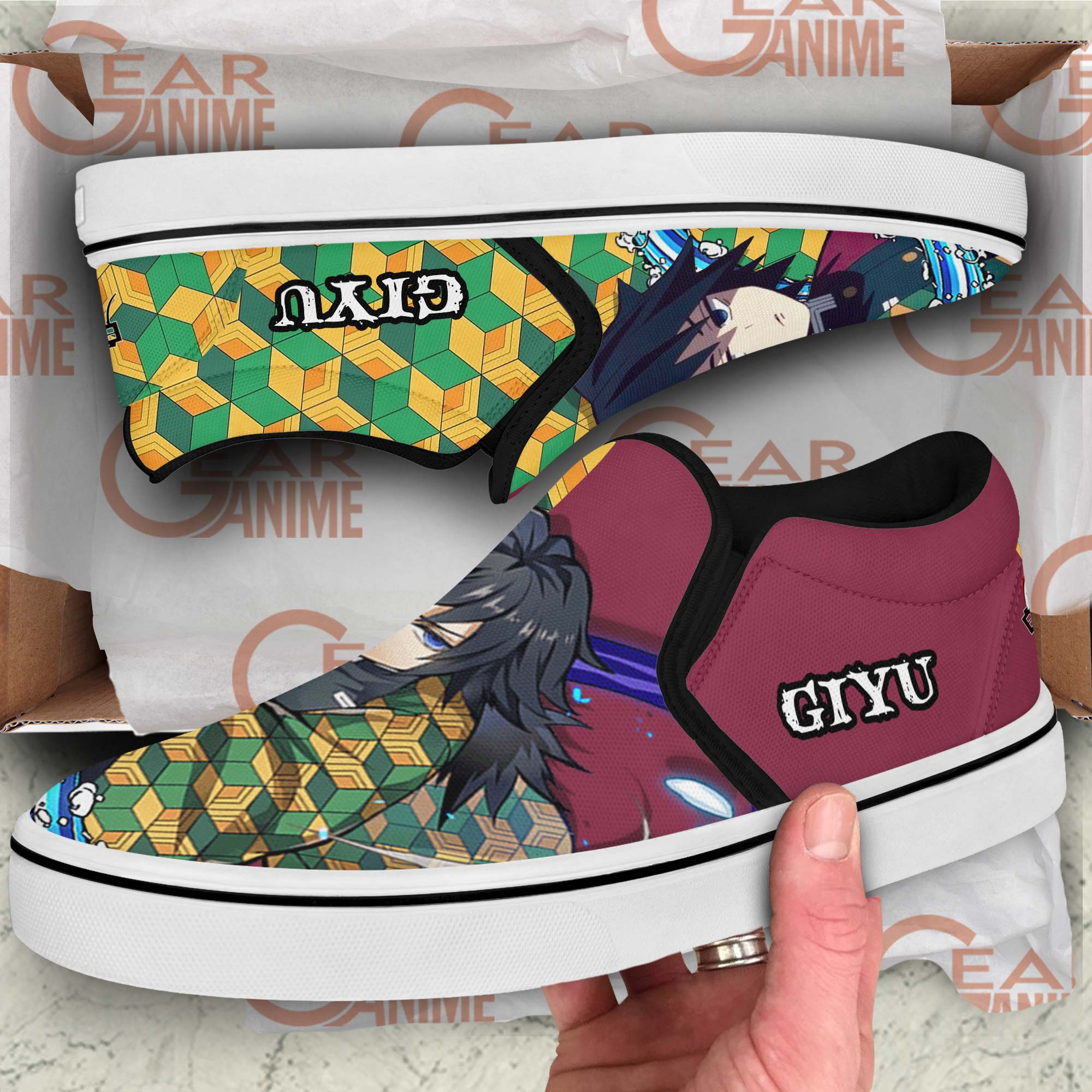 Giyuu Slip-On Shoes Canvas Custom Demon Slayer Anime Shoes
