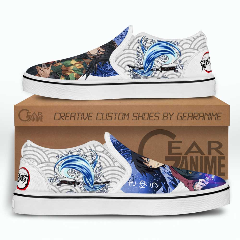 Giyuu Slip-On Shoes Canvas Custom Demon Slayer Anime Shoes