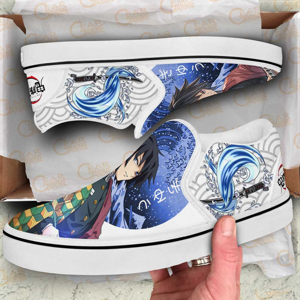 Giyuu Slip-On Shoes Canvas Custom Demon Slayer Anime Shoes