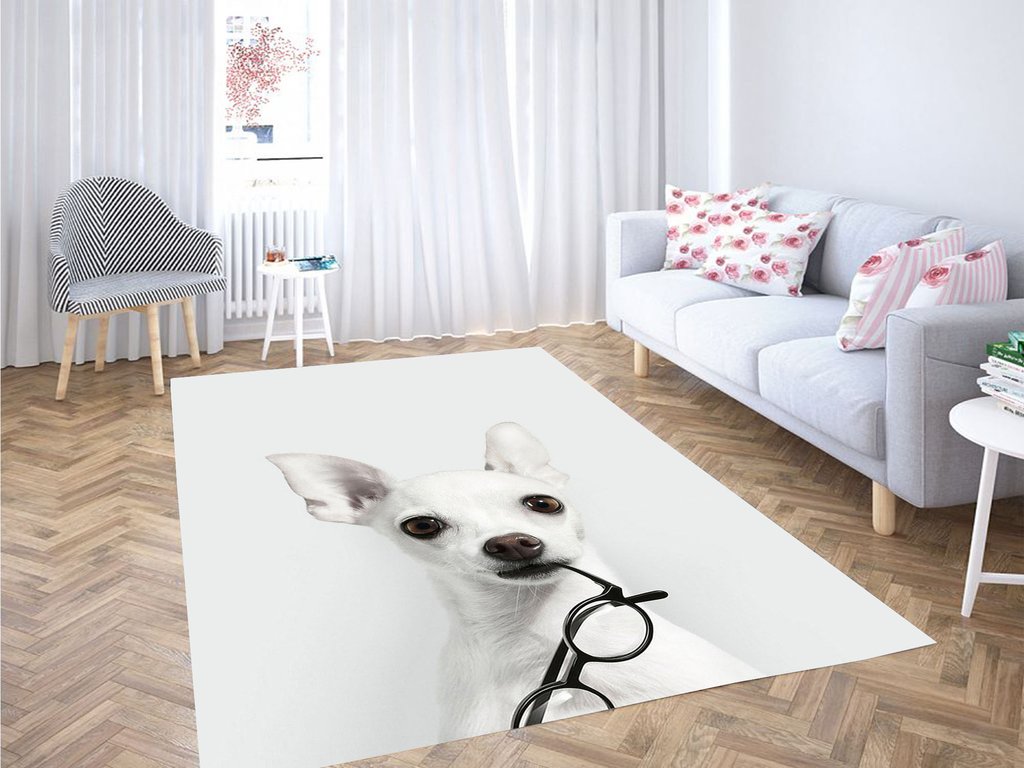 Glasses Dog Living Room Modern Carpet Rectangle Rug