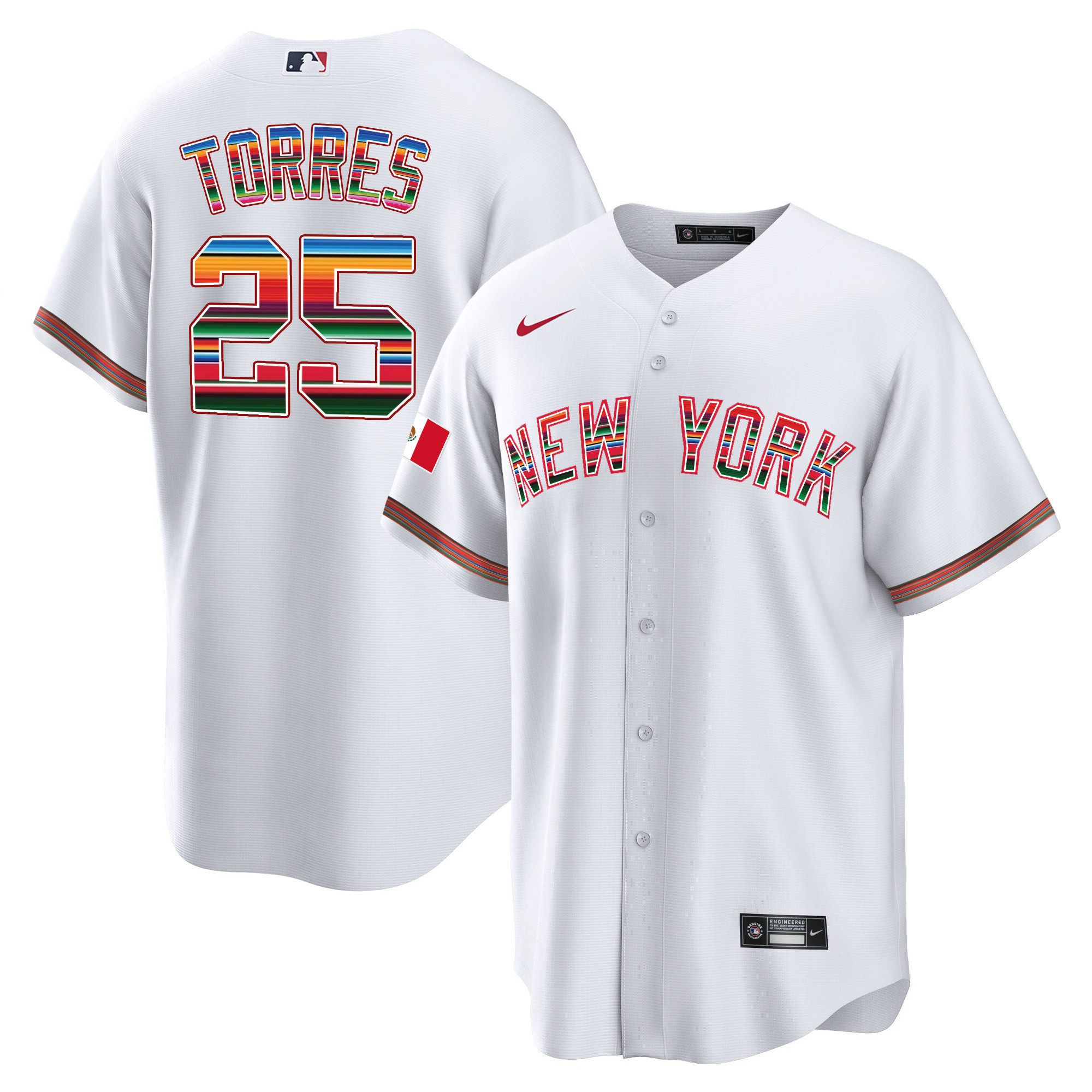 Gleyber Torres Men's New York Yankees Mexico Cool Base White Jersey - All Stitched