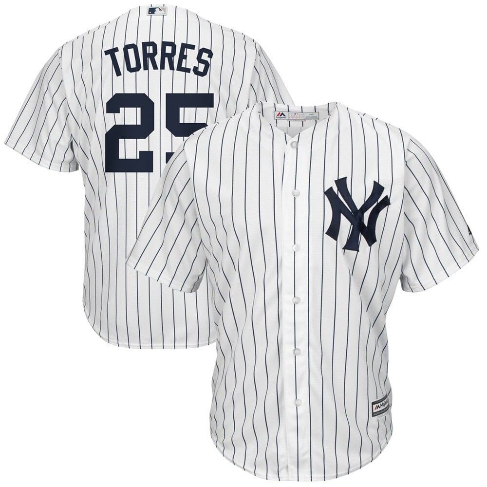 Gleyber Torres New York Yankees Majestic Home Big And Tall Cool Base Player Stitched Jersey – White/Navy