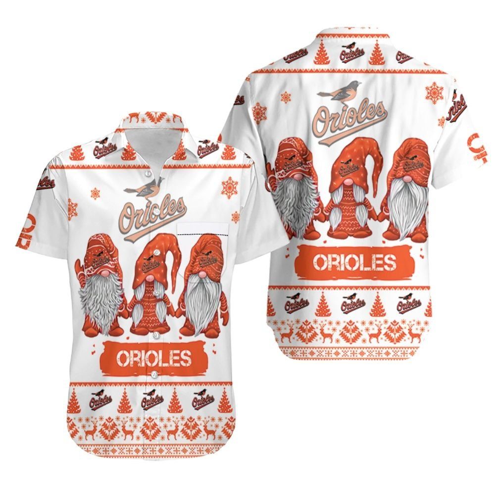 Gnomes Baltimore Orioles Christmas 3D Hawaiian Shirt