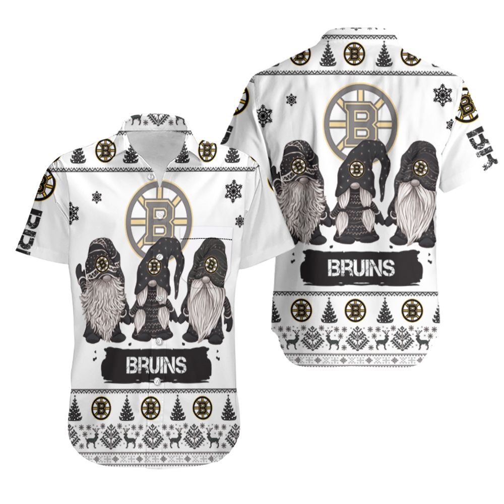 Gnomes Boston Bruins Christmas 3D Hawaiian Shirt
