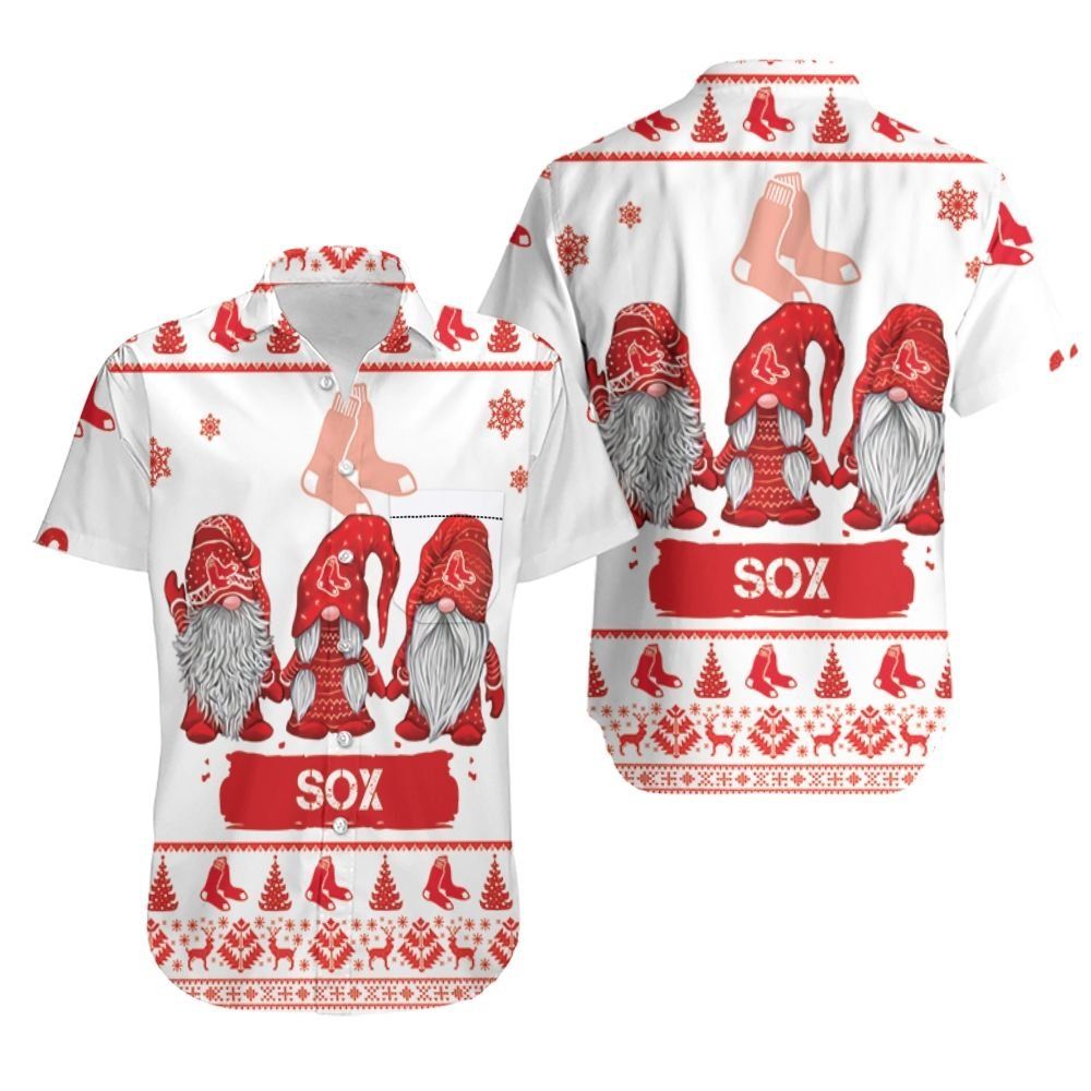 Gnomes Boston Red Sox Christmas 3D Hawaiian Shirt