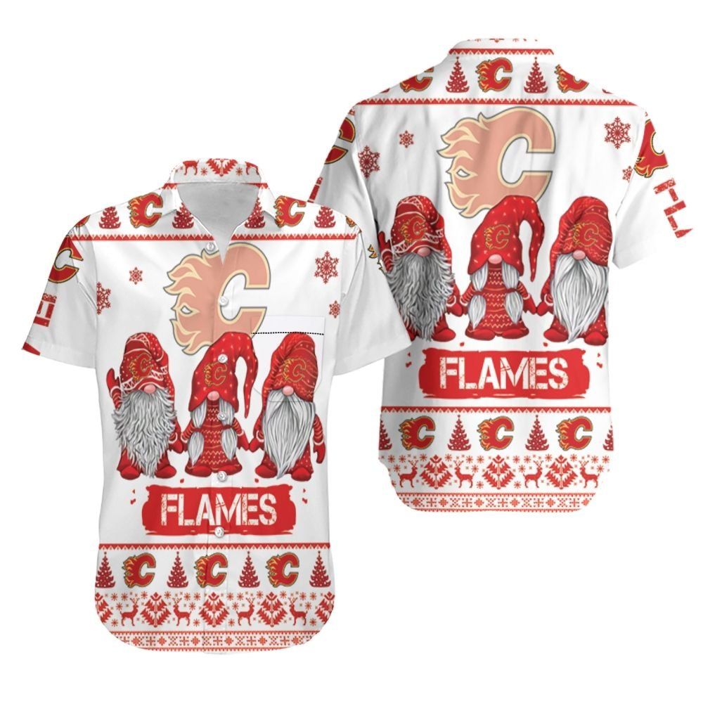 Gnomes Calgary Flames Christmas 3D Hawaiian Shirt