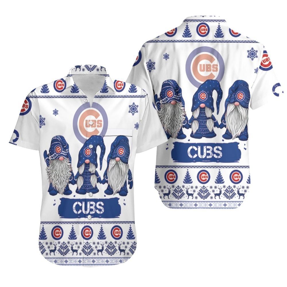 Gnomes Chicago Cubs Christmas 3D Hawaiian Shirt