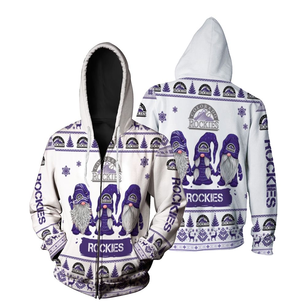 Gnomes Colorado Rockies Christmas 3D Zip Hoodie