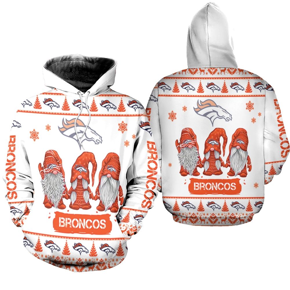 Gnomes Denver Broncos Christmas 3D Hoodie