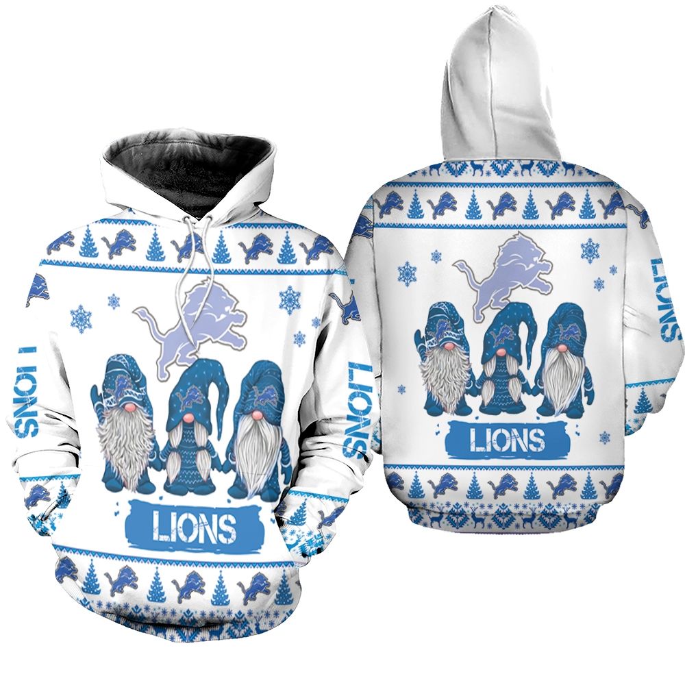 Gnomes Detroit Lions Christmas 3D Hoodie